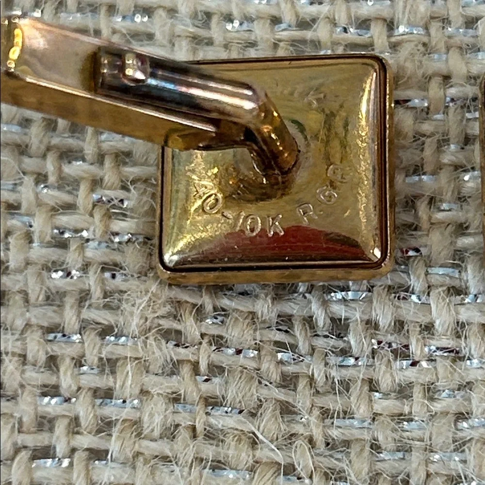 Vintage SWANK Square Gold Tone and Ruby Red Glass Cufflinks, 10K R.G.P.